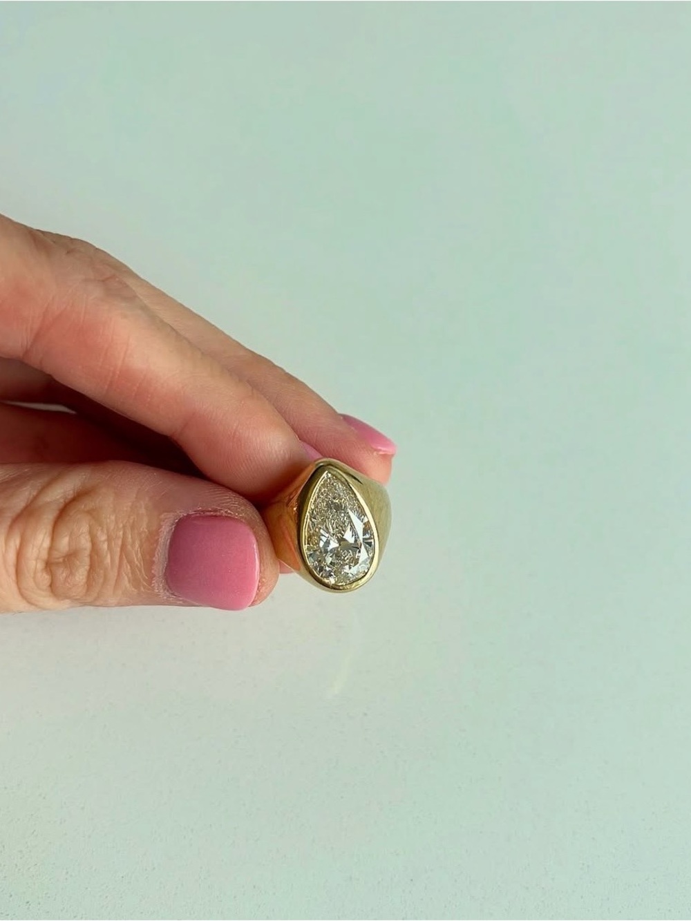 Solid gold diamond ring